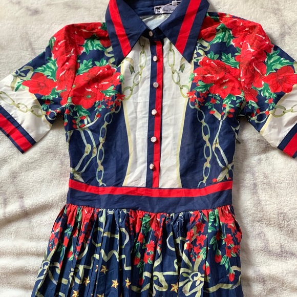 Runway High Fashion Floral Designer Dress SZ S - Picture 2 of 6